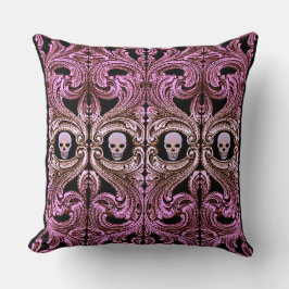 Gothic Roze Ornament met schedel Kussen