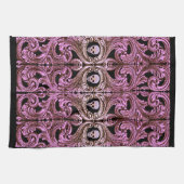 Gothic Roze Ornament met schedel Theedoek (Horizontaal)