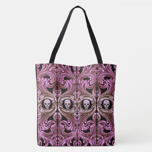 Gothic Roze Ornament met schedel Tote Bag (Achterkant)