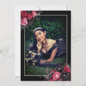 Gothic Roze Rood & Zwart Moody Bloemen Quinceañera Kaart (Achterkant)
