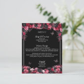 Gothic Roze Rood & Zwart Moody Quinceañera Menu (Staand voorkant)