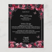 Gothic Roze Rood & Zwart Moody Quinceañera Menu (Voorkant)