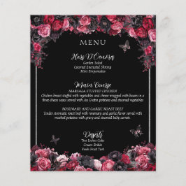 Gothic Roze Rood & Zwart Moody Quinceañera Menu