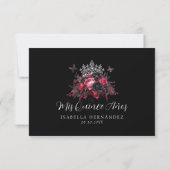 Gothic Roze Rood & Zwart Moody Quinceañera RSVP Kaart (Achterkant)