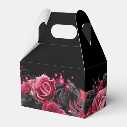 Gothic Roze Rood & Zwart Quinceañera Favoriet Box Bedankdoosjes (Achterkant)