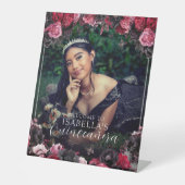 Gothic Roze Rood & Zwart Quinceañera Welkom Reclamebord Met Voetstuk (Voorkant)