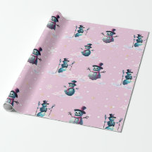 Gothic roze sneeuwpoppen kerst inpakpapier