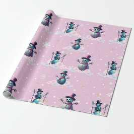 Gothic roze sneeuwpoppen kerst inpakpapier
