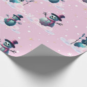 Gothic roze sneeuwpoppen kerst inpakpapier (Hoek)