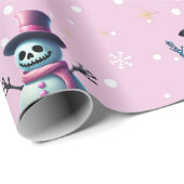 Gothic roze sneeuwpoppen kerst inpakpapier (Rol Hoek)