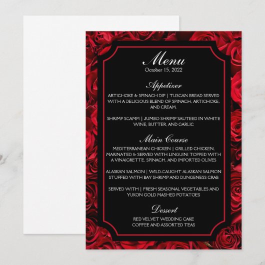 Gothic Roze Trouwmenu (Geen achterkantversie) Menu (Voorkant / Achterkant)