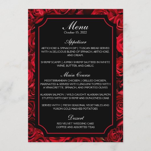 Gothic Roze Trouwmenu (Geen achterkantversie) Menu (Voorkant)