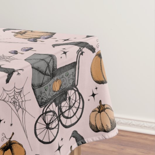 Gothic Roze Victoriaans Baby Carriage Halloween Tafelkleed (Voorbeeld)