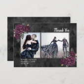 Gothic Rozen 2 Foto Black Weddenschap Hartelijk da Bedankkaart (Voorkant / Achterkant)