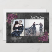 Gothic Rozen 2 Foto Black Wedding Save the Date (Voorkant)