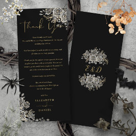 Gothic Rozen Bloemen Bruiloft Dank Je Wel Plaatskk Menu