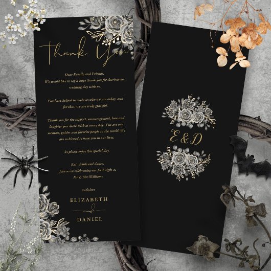 Gothic Rozen Bloemen Bruiloft Dank Je Wel Plaatskk Menu