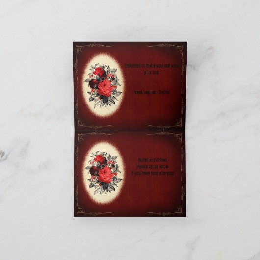 Gothic - rozen en lijst - huwelijksuitnodiging (Binnen)