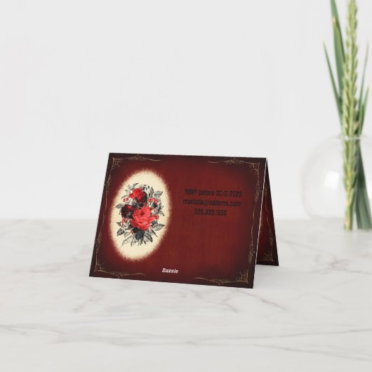 Gothic - rozen en lijst - huwelijksuitnodiging (Achterkant)