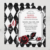 Gothic Rozen Grunge Diamond Print Bruiloft Kaart (Voorkant / Achterkant)