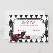 Gothic Rozen Grunge Diamond Print RSVP-kaart