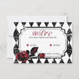Gothic Rozen Grunge Diamond Print RSVP-kaart RSVP Kaartje