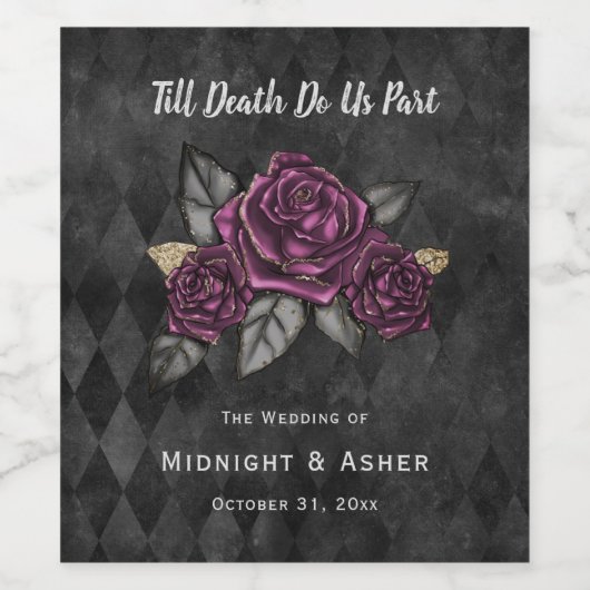 Gothic Rozen Halloween Wedding Wijn Etiket (Enkel label)