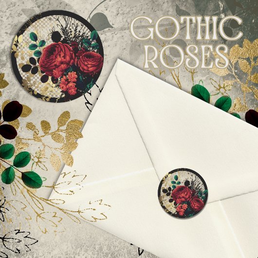 Gothic Rozen Klassieke Ronde Sticker