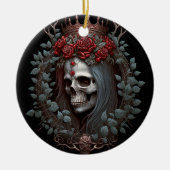 Gothic Rozen Kroongothiek Keramisch Ornament (Voorkant)