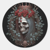 Gothic Rozen Kroongothiek Ronde Sticker (Voorkant)