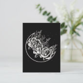 Gothic Rozen Moon Gothic Wicca Crescent Flowers Briefkaart (Staand voorkant)