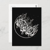 Gothic Rozen Moon Gothic Wicca Crescent Flowers Briefkaart (Voorkant / Achterkant)