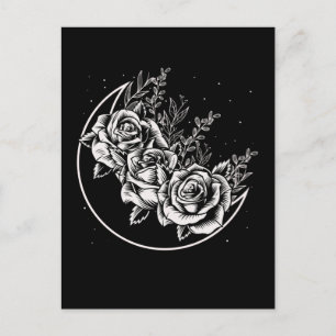Gothic Rozen Moon Gothic Wicca Crescent Flowers Briefkaart