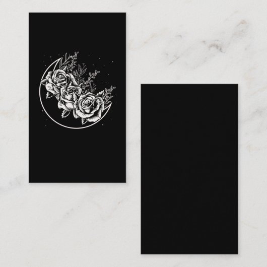 Gothic Rozen Moon Gothic Wicca Crescent Flowers Visitekaartje (Voorkant / Achterkant)