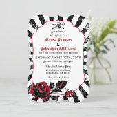 Gothic Rozen schedel grunge piraat bruiloft Kaart (Staand voorkant)