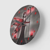 Gothic Ruby Fantasy Fairy Art Clock Ronde Klok (Hoek)