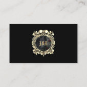 Gothic Ruins Floral Black And Gold Wedding Details Informatiekaartje (Achterkant)