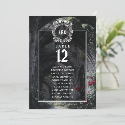 Gothic Ruins Floral Table Number Seating Chart Kaart (Staand voorkant)