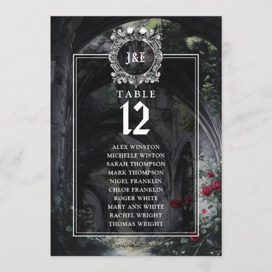 Gothic Ruins Floral Table Number Seating Chart Kaart (Voorkant)