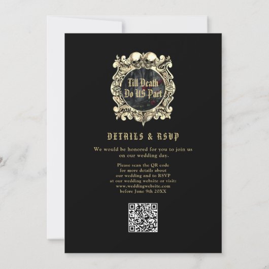 Gothic Ruins Monogram All In One QR Code Wedding Kaart (Achterkant)