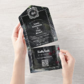 Gothic Ruins Monogram QR Code Wedding All In One Uitnodiging (Afscheurbaar)