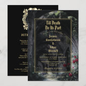 Gothic Ruins Roses Floral All In One Wedding Kaart (Voorkant / Achterkant)