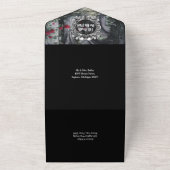 Gothic Ruins Roses Floral Monogram Wedding All In One Uitnodiging (Buitenkant)