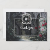 Gothic Ruins Roses Floral Monogram Wedding Bedankkaart (Voorkant)