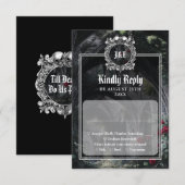 Gothic Ruins Roses Floral Monogram Wedding RSVP Kaartje (Voorkant / Achterkant)