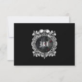 Gothic Ruins Roses Floral Monogram Wedding RSVP Kaartje (Achterkant)