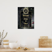 Gothic Ruins Wedding Black And Gold Welcome Sign Poster (Keuken)