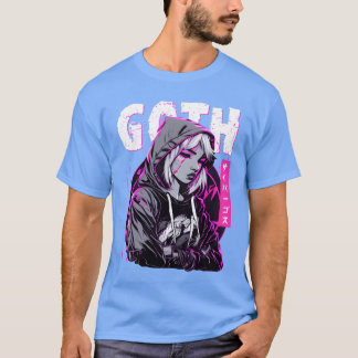 Gothic Sad Girl Anime Japanese Cybergoth Vaporwave T-shirt