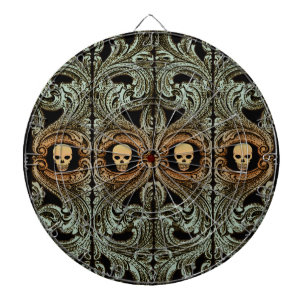 Gothic Sage Green Ornament met Skull Dartbord