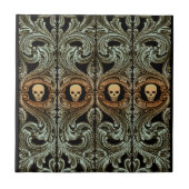 Gothic Sage Green Ornament met Skull Tegeltje (Voorkant)